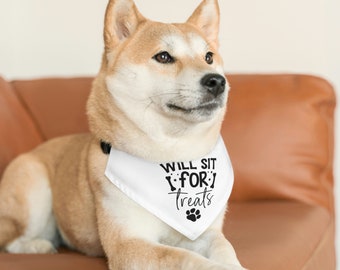 Will Sit for Treats - Pet Bandana Collar
