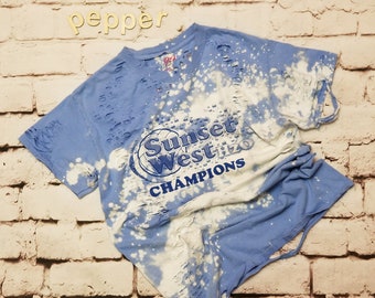 Vintage Distressed Shirt Grunge Shirt Ripped Shirt Women's Clothing Destroyed Shirt Distressed Top Bleached Street Wear Fashion Top