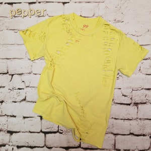Distressed Shirt Ripped Shirt Torn Shirts Women&#39;s Clothing Destroyed Shirt Distressed Top Grunge Bleached Street Wear Fashion Top Festival