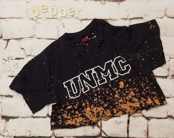 vintage Distressed UNMC Shirt Cropped Shirt Ripped Shirt Women's Clothing Destroyed Shirt Distressed Top Bleached Street Wear Fashion Top