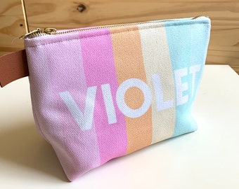 Personalized Cosmetic Bag Rainbow Custom Pouch Terrazzo Tween Name Gift Zippered Pouch Custom Pencil Case Custom Birthday Gift Travel Pouch