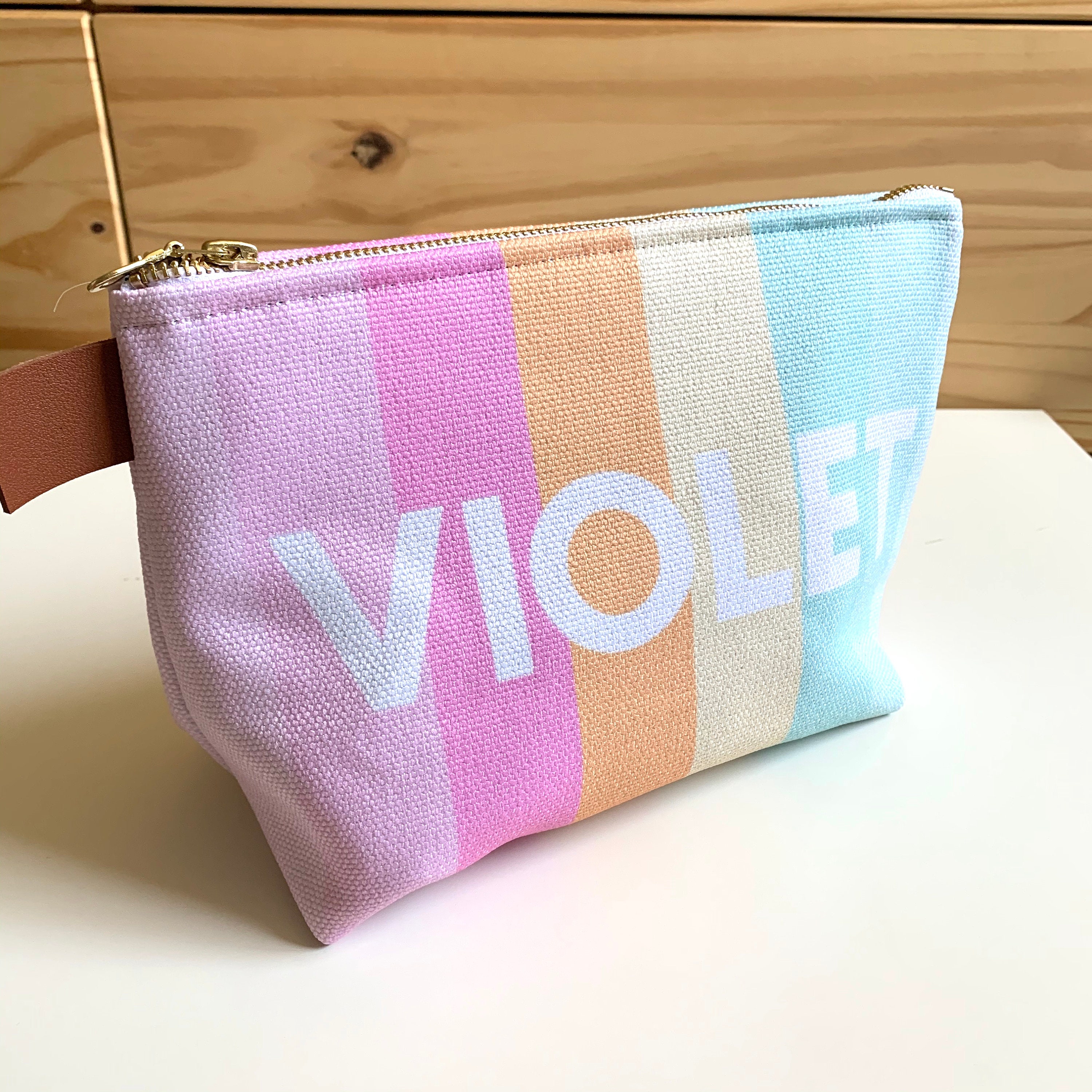 Personalized Cosmetic Bag Rainbow Custom Pouch Terrazzo Tween Etsy