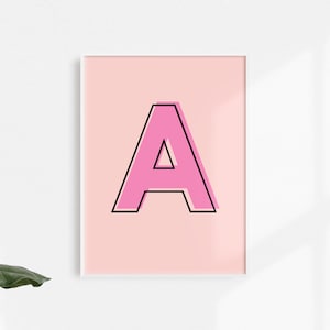 Imprimible Monogram pared arte rosa Tween letter nombre cartel moderno monograma arte adolescente niña vivero arte digital Descargar descarga instantánea