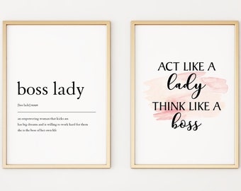 Girl Boss Wall Art, Boss Lady Definition Print, Boss Babe Wall Decor, Girl Boss Office Decor, Feminist Poster, Feminist Print, Gift for Her