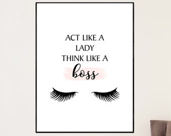 Boss Babe Printable Wall Art, Boss Babe Decor, Eyelashes Print, Girl Boss Wall Art Printable, Feminist Print, Feminist Poster, Teen Wall Art