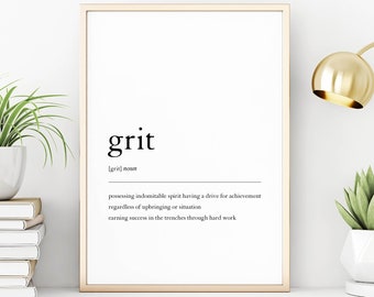 Grit Quote Definition Printable Wall Art, Girl Boss Office Wall Decor, Girl Power Print, Entrepreneur Gift, Boss Lady Art, DIGITAL DOWNLOAD