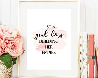 Printable Girl Boss Wall Art, Boss Babe Print, Boss Babe Wall Art, Girl Boss Wall Decor, Girl Boss Print, Feminine Room Decor, Gift for Her