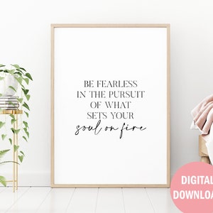 Be Fearless Printable Wall Art, Boss Babe Office Wall Art, Girl Power Print, Boss Lady Wall Decor, Entrepreneur Room Decor, DIGITAL DOWNLOAD