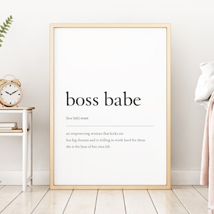 Boss Babe Printable Wall Art, Girl Boss Office Wall Decor, Boss Babe Definition Wall Art, Girl Power Print, Gift for Her, DIGITAL DOWNLOAD