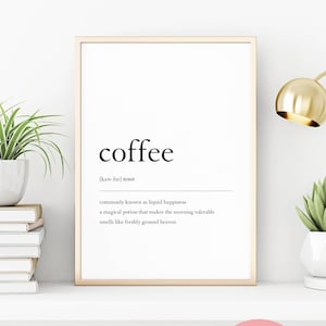 Coffee Printable Wall Art as Office Wall Decor, Coffee Definition Print for a Girl Boss and Coffee Lover Gift, But First Coffee, DIGITAL