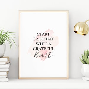 Girl Boss Printable Wall Art, Start Each Day with a Grateful Heart, Lady Boss Inspirational, Boss Babe Office Wall Art, DIGITAL DOWNLOAD