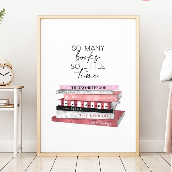 Fashion Book Stack Printable Wall Art, Fashion Poster, Girl Boss Office Wall Decor, Book Lover Gift, Books Wall Art, Fashion Wall Art