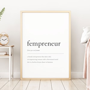 Girl Boss Printable Wall Art, Fempreneur Definition Print, Boss Babe Wall Decor, Affiche féministe, Feminist Print, Minimalist Female Print
