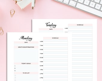 Daily Planner Printable, Daily Digital Planner, Weekly Schedule, Hourly Planner, Daily Planner Hourly, To Do List, PDF Digital Planner