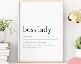 Boss Lady Printable Wall Art, Boss Lady Definition, Boss Babe Print, Boss Babe Decor, Girl Boss Wall Decor, Feminist Print, Feminist Poster