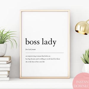 Boss Lady Printable Wall Art, Boss Lady Definition, Boss Babe Print, Boss Babe Decor, Girl Boss Wall Decor, Feminist Print, Feminist Poster
