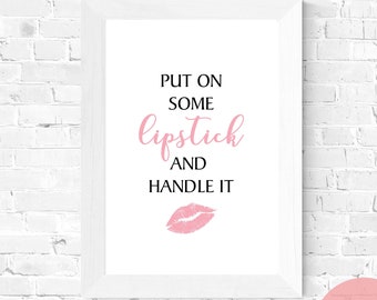 Makeup Wall Art, Boss Babe Wall Art, Boss Babe Print, Girl Boss Wall Art Printable, Lipstick Printable, Feminine Room Decor, Teen Room Decor