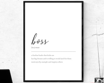 Boss Babe Wall Decor, Boss Definition Print, Girl Boss Printable Wall Art, Boss Babe Digital Print, Girl Office Decor, Boss Lady Wall Art