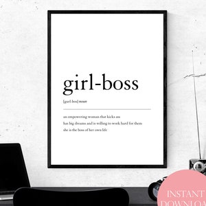 Girl Boss Printable Wall Art, Boss Babe Wall Decor, Girl Boss Definition Print, Boss Lady Wall Art, Girl Boss Gift, Girl Office Wall Decor
