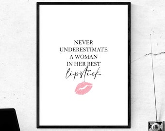 Boss Babe Wall Decor, Makeup Print, Girl Boss Wall Art, Feminist Poster, Feminist Print, Lipstick Poster, Feminine Room Decor, Gift for Her