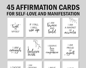Positive Affirmation Card Deck, Vision Board Printables, Cards for Law of Attraction, Manifesting Kit, Self Care Printables, DIGITAL