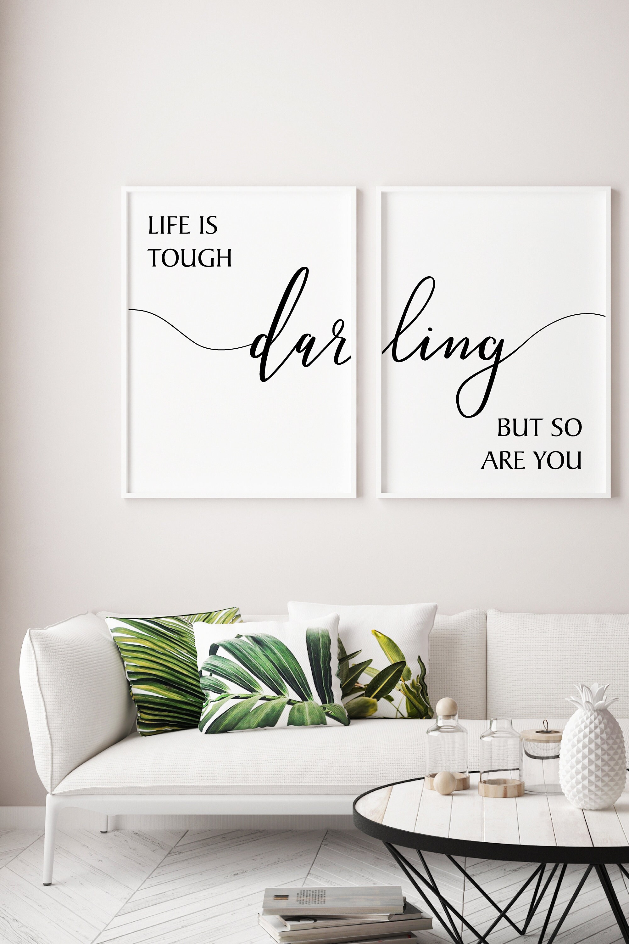 Smile Art Design Inspirational Quotes 2 Pieces Set Glam Fashion Canvas Wall  Art Print Office Bathroom Teen Girls Room Women Dorm Bedroom Living Room  Wall Decor Ready to Hang (36x24)x2 