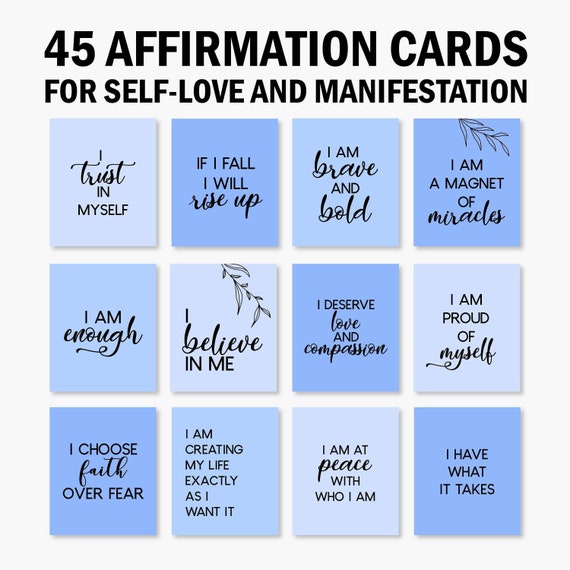 Positive Affirmation Card Deck Vision Board Printables Cards - Etsy