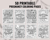 50 Printable Birth Affirmation Coloring Pages, Positive Affirmation Coloring for Pregnant Women, Birth Affirmation Cards Digital Download
