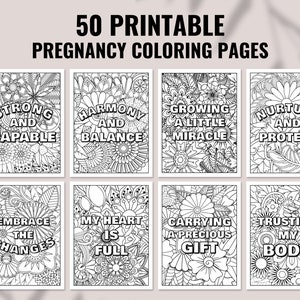 50 pages à colorier imprimables avec affirmation positive, affirmation positive à colorier pour femme enceinte, affirmations positives à la naissance, cartes à colorier en téléchargement numérique