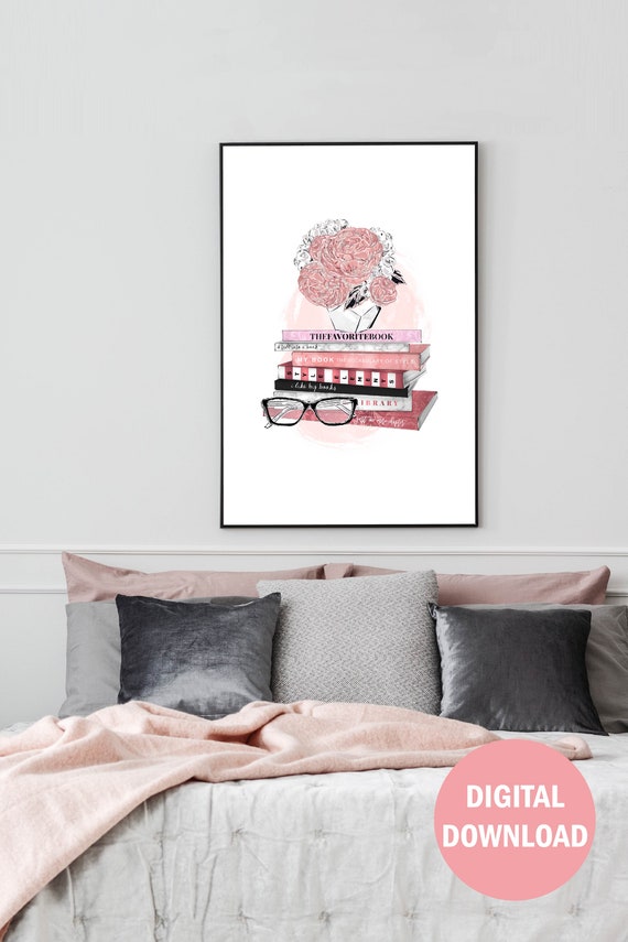 Set of 3 Fashion Prints Book Stack Gift Print A4 A3 Wall Art Decor 129