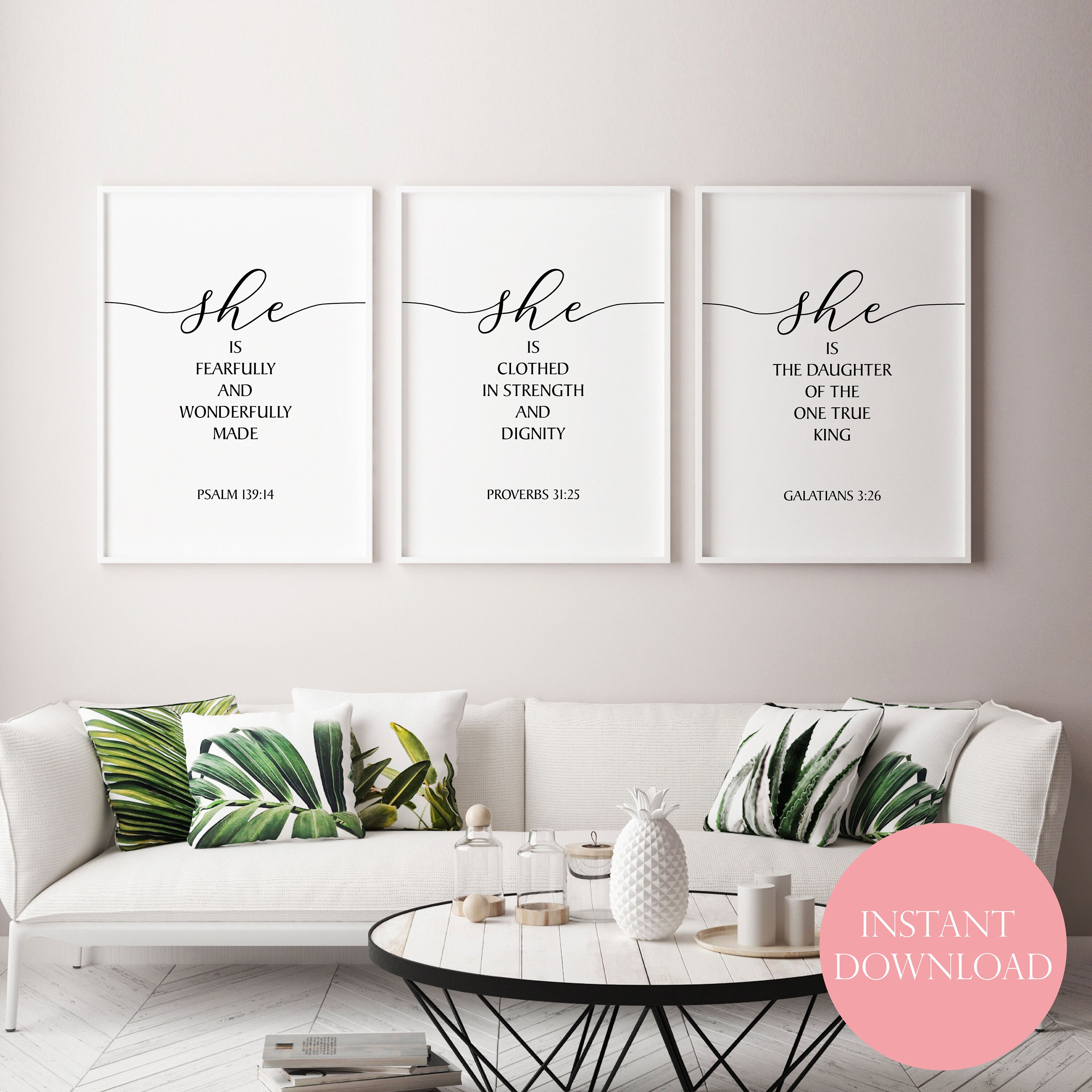 3 Piece Wall Art Large Scripture Wall Art Bible Verse Etsy