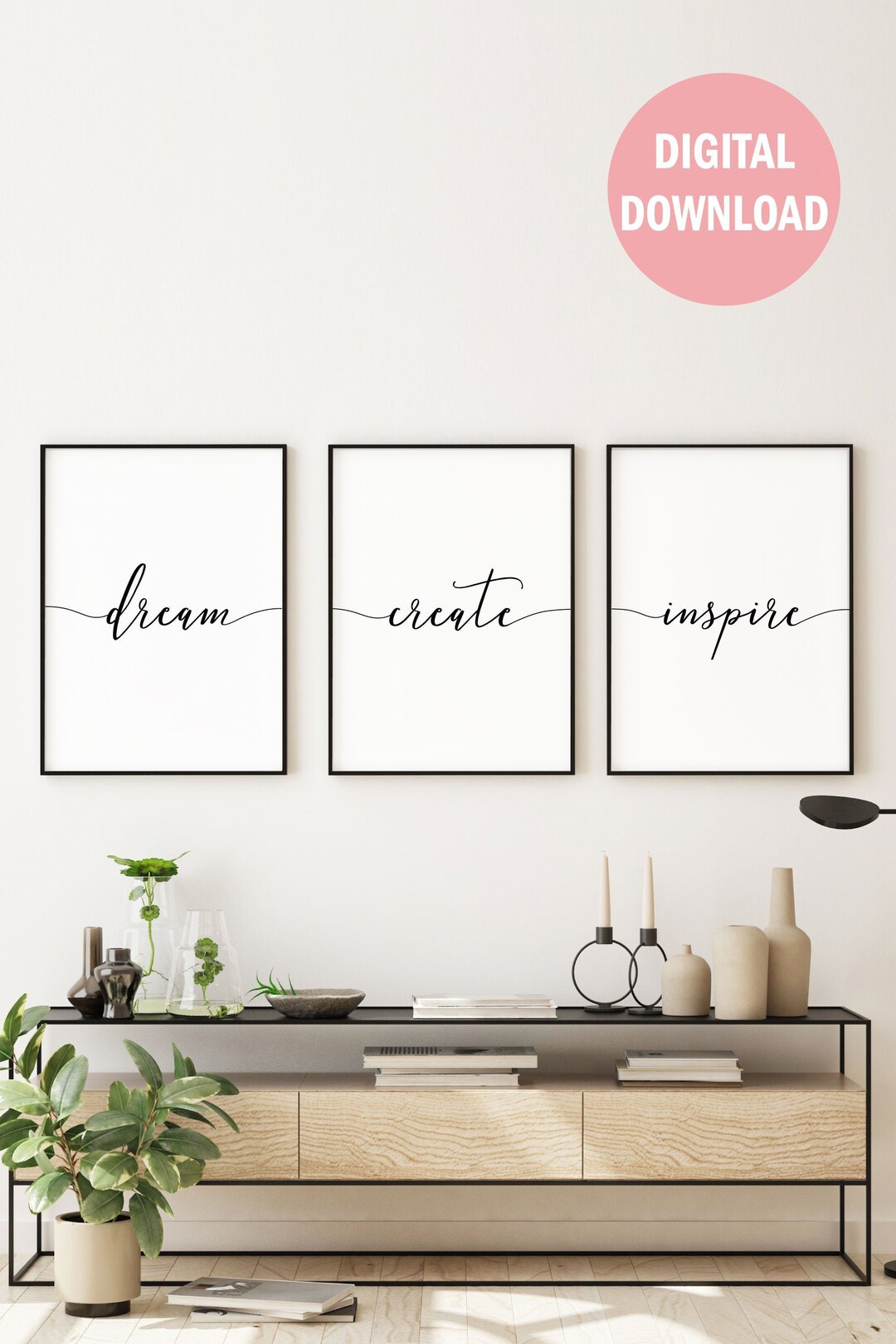 3 Piece Dream Big Printable Wall Art, Set of 3 Quote Prints, Women ...