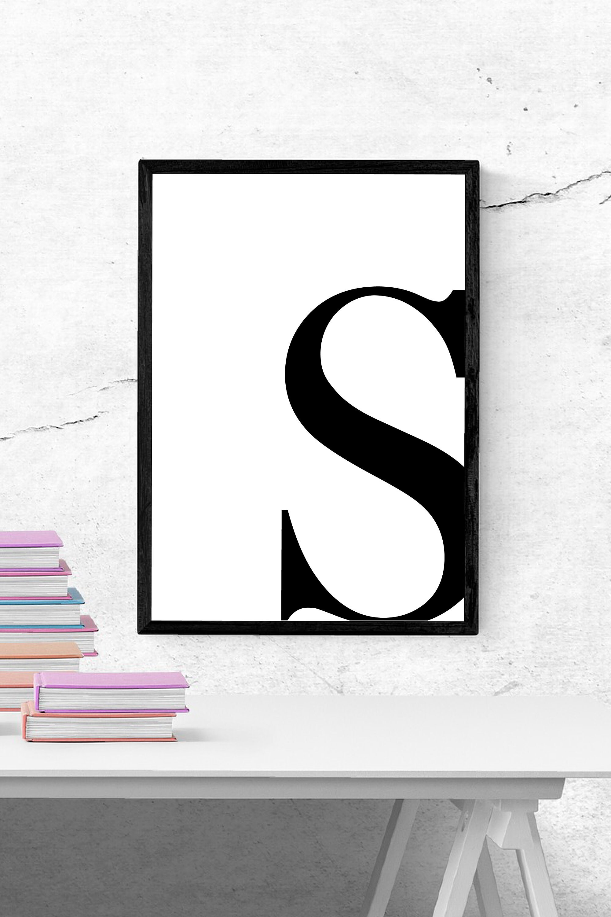 Initial Printable Wall Art Letter S Wall Art Custom Initial Etsy