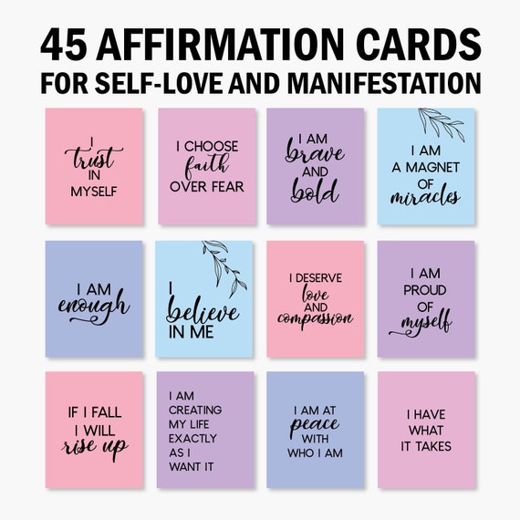 45 Positive Affirmation Card Deck Vision Board Printables - Etsy