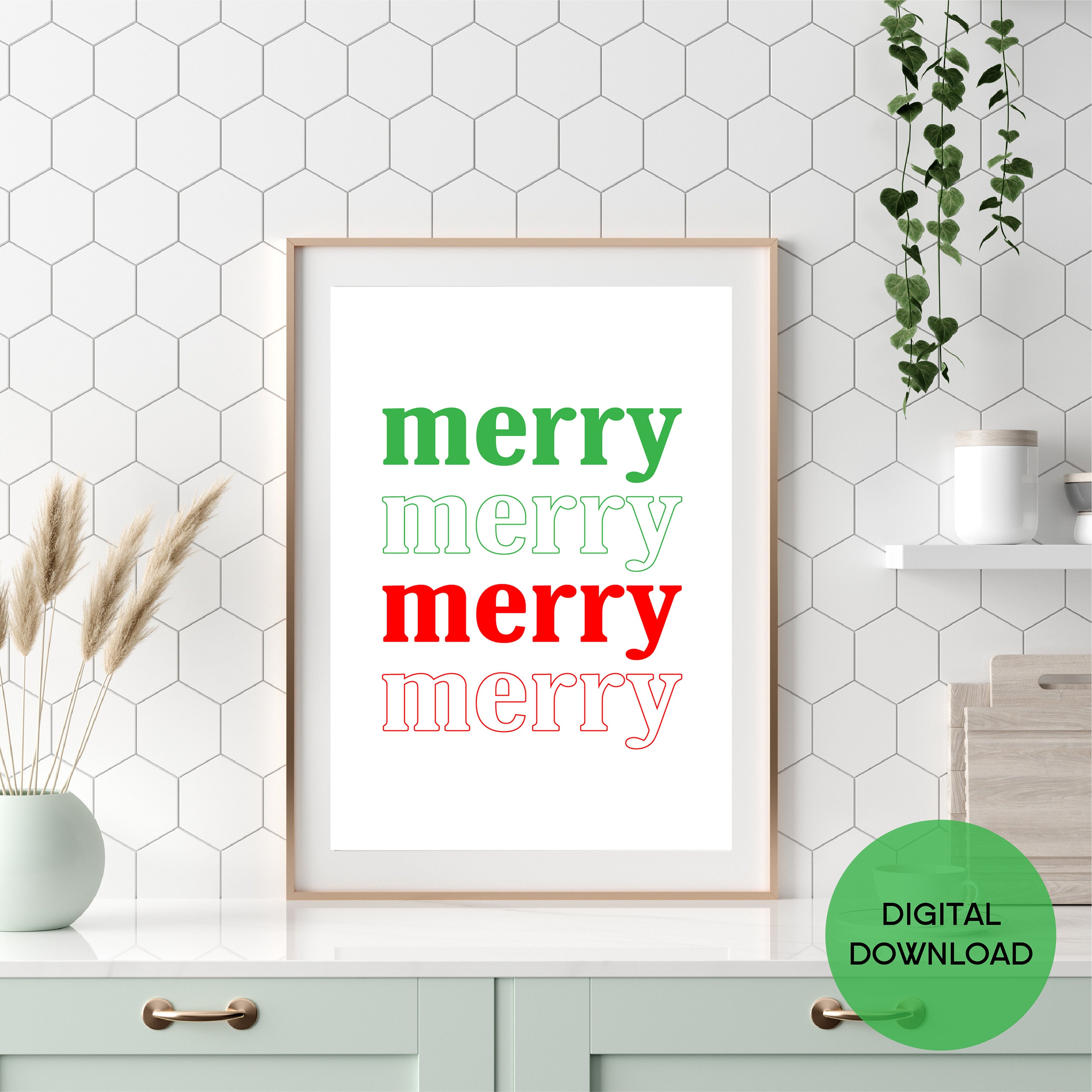 Christmas Printables Merry Christmas Sign Merry and Bright - Etsy Canada