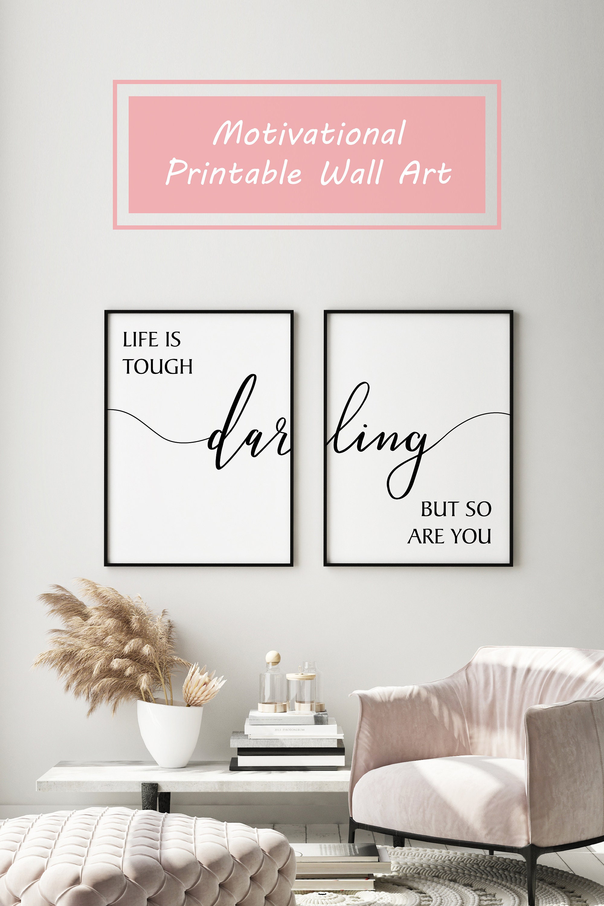 Smile Art Design Inspirational Quotes 2 Pieces Set Glam Fashion Canvas Wall  Art Print Office Bathroom Teen Girls Room Women Dorm Bedroom Living Room  Wall Decor Ready to Hang (36x24)x2 