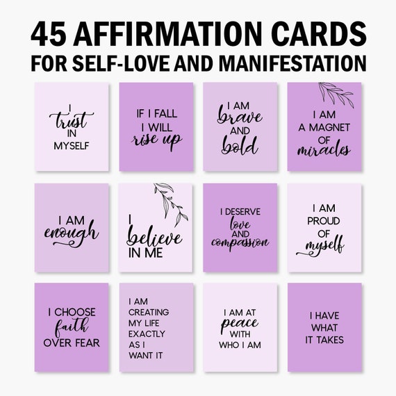 Positive Affirmation Card Deck, Vision Board Printables, Cards for Law of Attraction, Manifesting Kit, Self Care Printables, DIGITAL