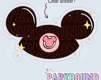 Mouseketeer Mickey Ears Transparent Sticker - Laptop, Water Bottle and Phone Disney Sticker - Retro Disney Decal for Iphone Laptop Planner