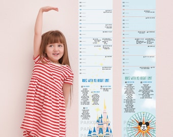 Kids Growth Chart Tracker - Disney Rides Growth Chart - Disney Ride Height Requirements Growth Chart