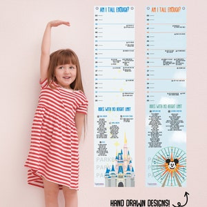 Kinder Wachstums-Chart-Tracker - Disney Fahrten Wachstums-Chart - Disney Rutschhöhe Anforderungen Wachstums-Chart