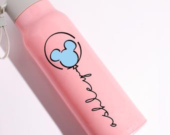 Calcomanía personalizada con nombre de ratón y globos de Mickey - Calcomanía de Disney - Calcomanía de Mickey para auto - Calcomanía para auto resistente a la intemperie - Calcomanía resistente a los rayos UV
