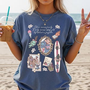 Maglietta Lilo e Stitch - Maglietta con grafica Disney carina - Maglietta Ohana significa famiglia - Magliette abbinate Disney per le vacanze - Abito Disney con taglio hawaiano