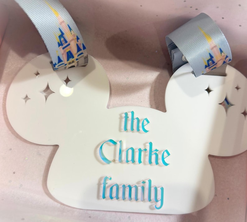 Personalized Disney Stroller Sign | Custom Name Stroller Tag | Disney Trip Stroller Accessory | Disney Vacation Essentials | Mickey Tag image 7