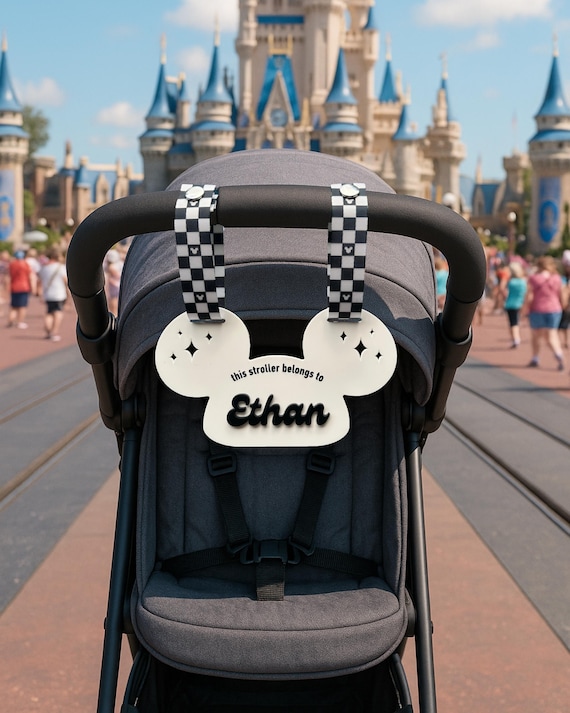 Personalized Disney Stroller Sign | Custom Name Stroller Tag | Disney Trip Stroller Accessory | Disney Vacation Essentials | Mickey Tag
