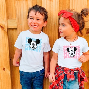 Groovy Mickey and Minnie Retro Disney Shirt - Toddler and Kids Bella Canvas Park Shirt - Disney Siblings Shirt - Family Matching