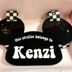 Personalized Disney Stroller Sign | Custom Name Stroller Tag | Disney Trip Stroller Accessory | Disney Vacation Essentials | Mickey Tag image 4