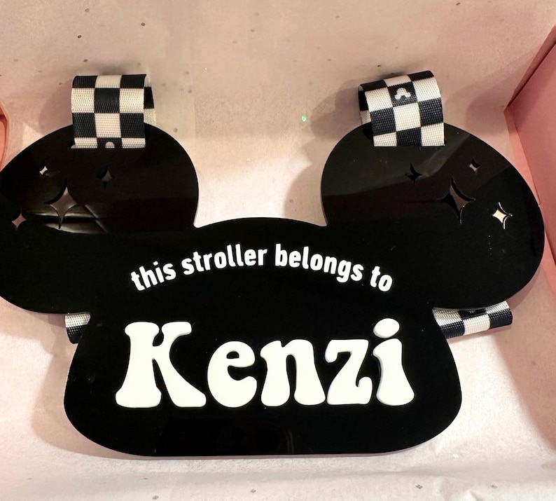 Personalized Disney Stroller Sign | Custom Name Stroller Tag | Disney Trip Stroller Accessory | Disney Vacation Essentials | Mickey Tag image 4