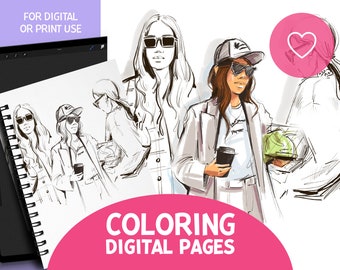 FASHION COLORING BOOK #digital coloring book, digital coloring pages, procreate coloring book, fashion coloring pages, procreate fashion