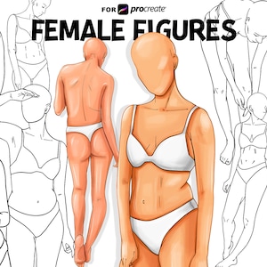 Procreate Stamp Brushes - Female Figures