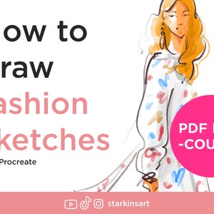 How to draw Fashion Sketches from the photo, Step-by-step a PDF mini-course, Drawing tutorial, Fashion illustration drawing guide